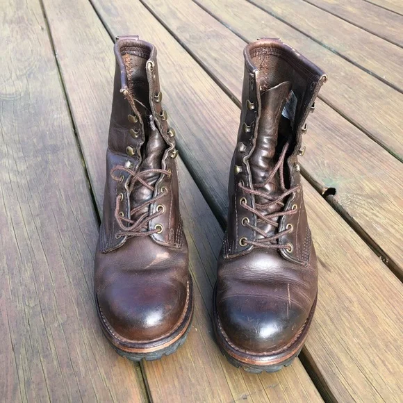 Frye Brown Lace Up Boots with High Ankle Support - Picture 2 of 8